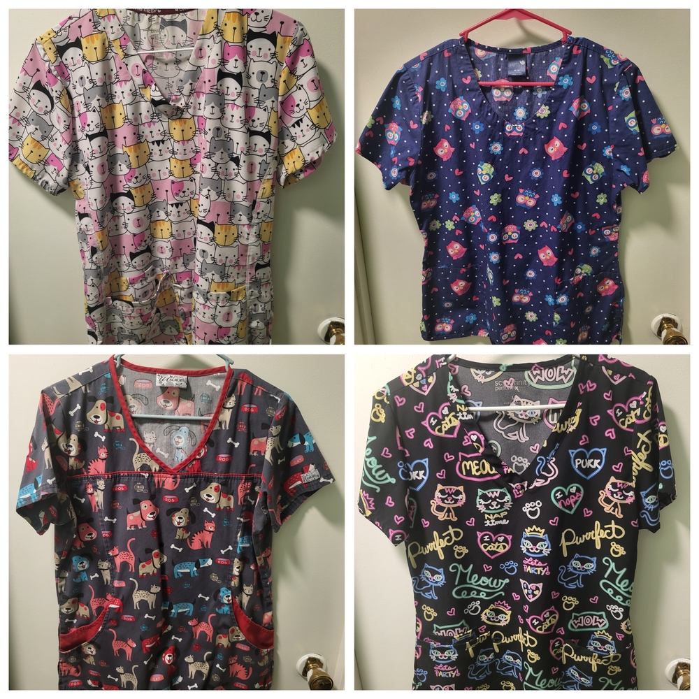 4 Animal Print Scrub Tops